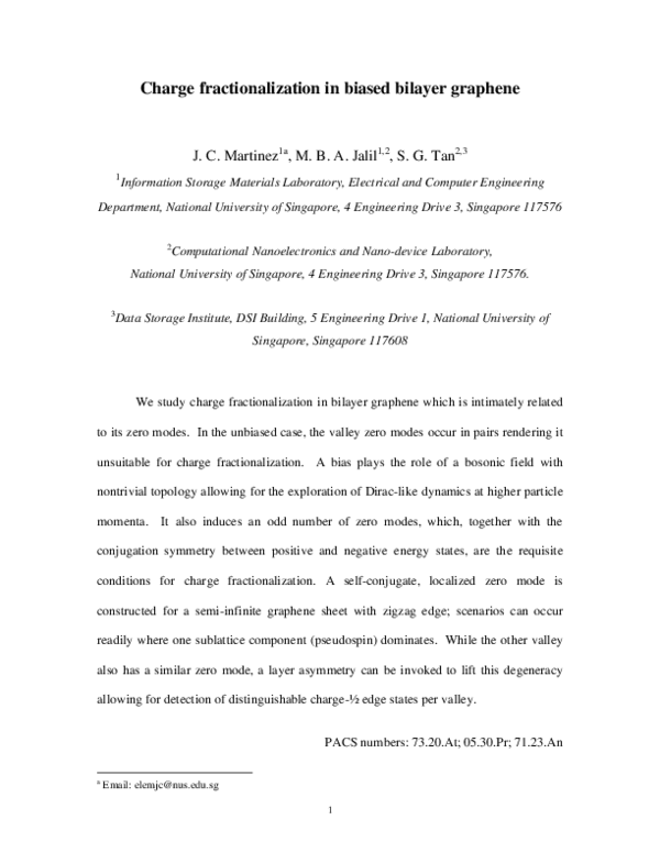 (PDF) Charge fractionalization in biased bilayer graphene