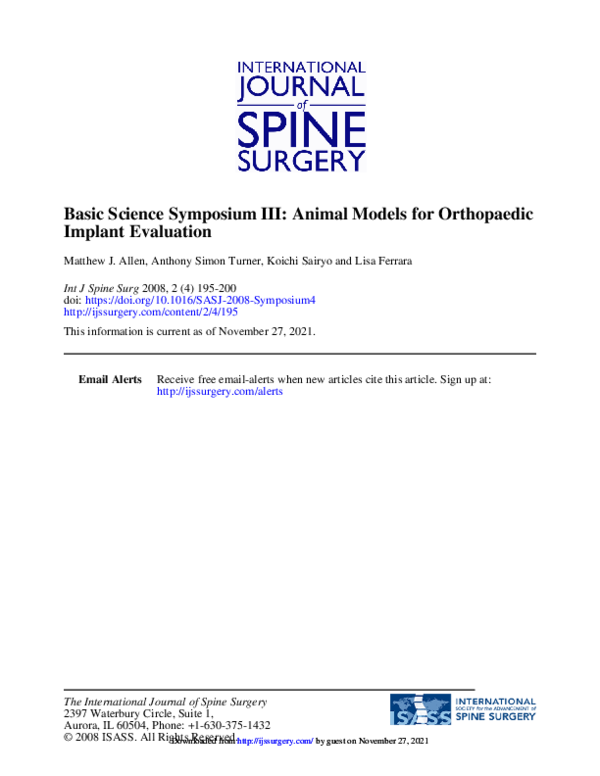 (PDF) III Animal Models for Orthopaedic Lisa Ferrara Academia.edu