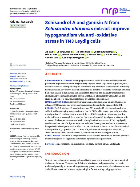 (PDF) Schisandrol A and gomisin N from Schisandra chinensis extract ...