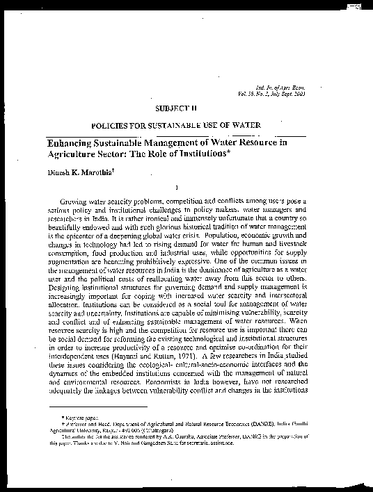 (PDF) Enhancing Sustainable Management of Water Resource in Agriculture ...