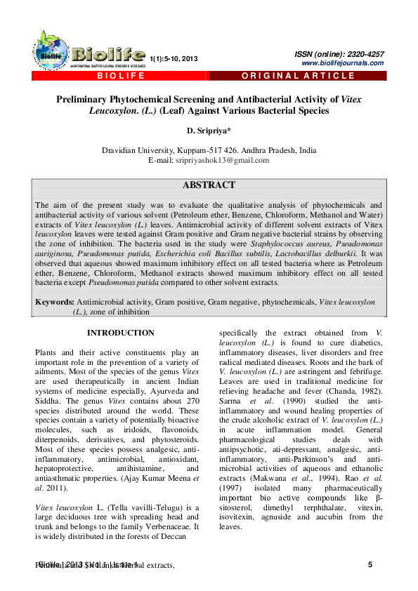 (PDF) Preliminary Phytochemical Screening and Antibacterial Activity of ...