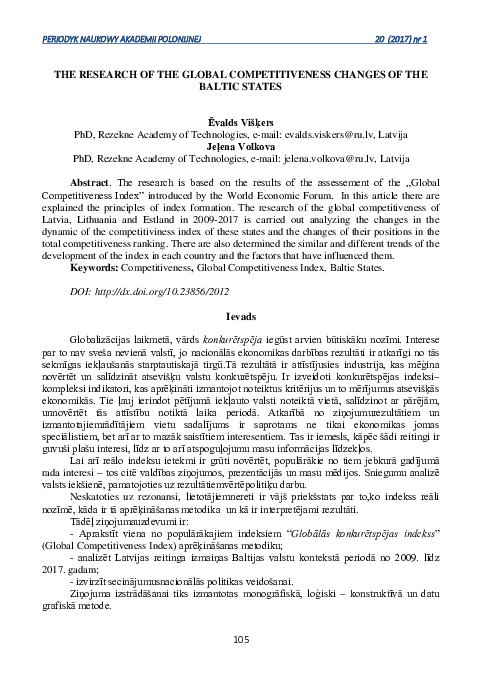 (PDF) The Research of the Global Competitiveness Changes of the Baltic ...