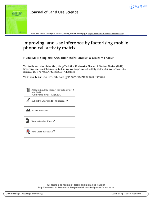 (PDF) Improving land use inference by factorizing mobile phone call ...