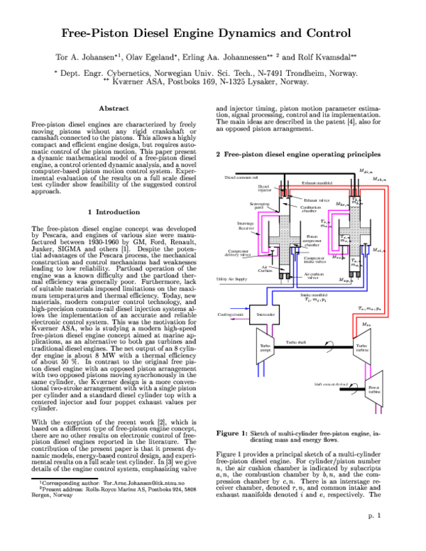 (PDF) Free-piston diesel engine dynamics and control