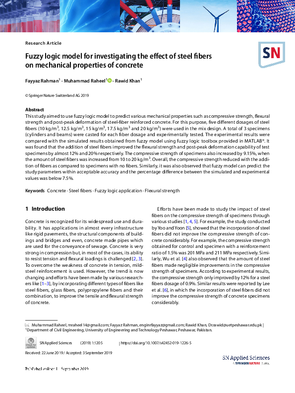(PDF) Fuzzy logic model for investigating the effect of steel fibers on ...