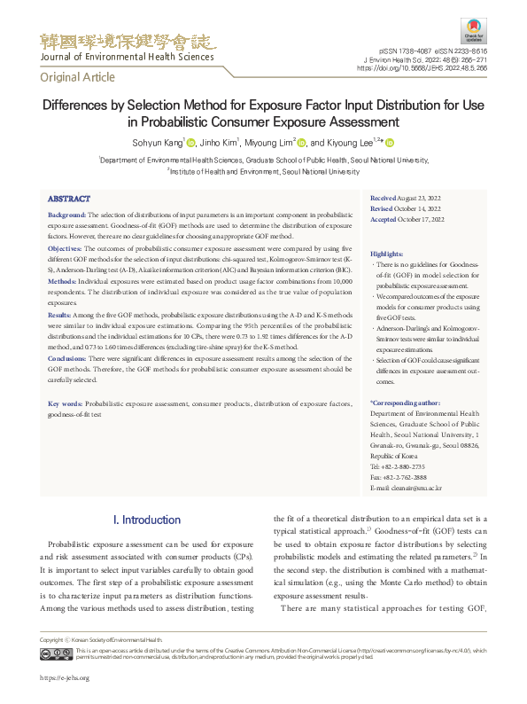 (PDF) Differences by Selection Method for Exposure Factor Input ...