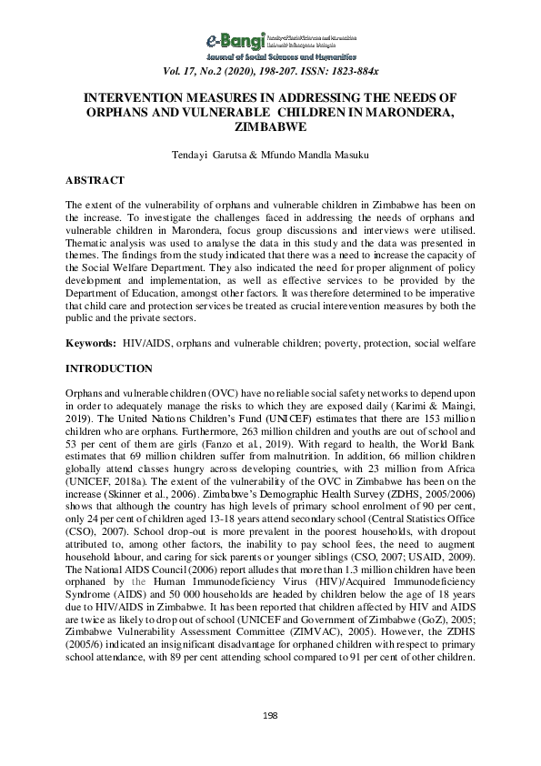 (PDF) Intervention measures in addressing the needs of orphans and ...