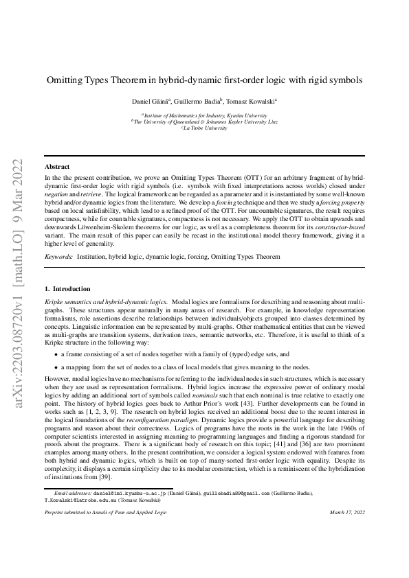 (PDF) Omitting types theorem in hybrid dynamic first-order logic with ...