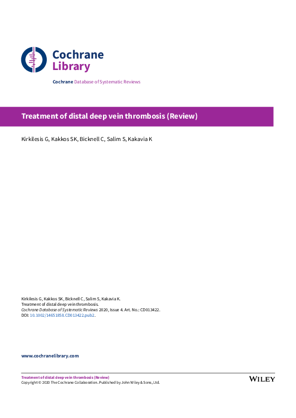(PDF) Treatment of distal deep vein thrombosis