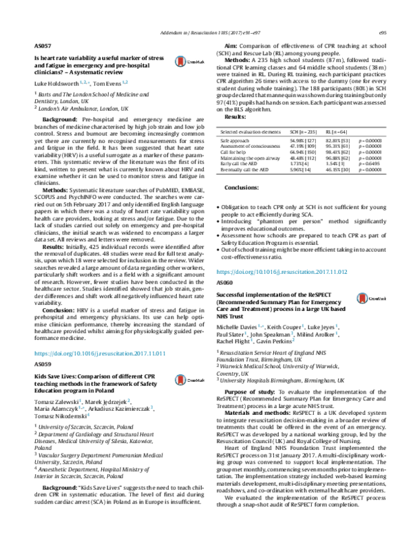 (PDF) Kids Save Lives: Comparison of different CPR teaching methods in ...