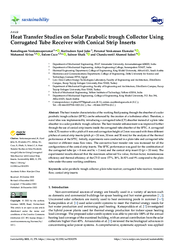 (PDF) Heat Transfer Studies on Solar Parabolic trough Collector Using ...