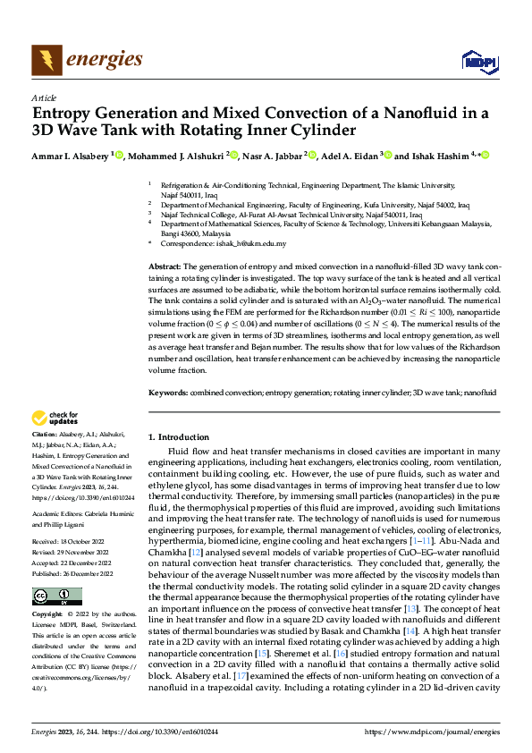 (PDF) Entropy Generation and Mixed Convection of a Nanofluid in a 3D ...
