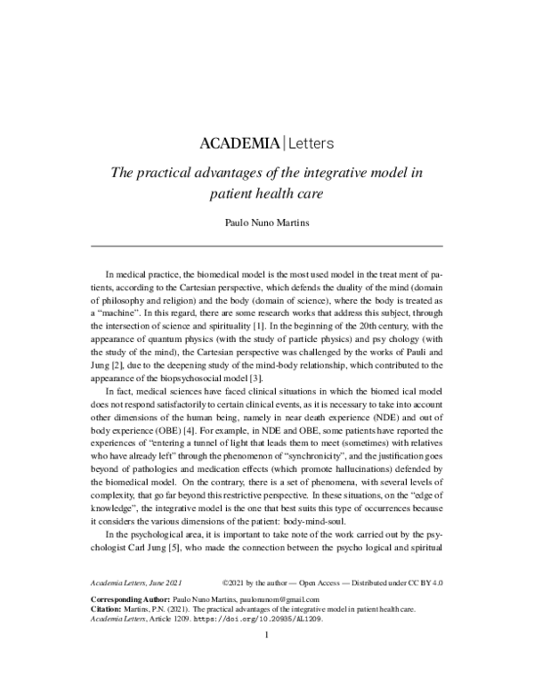 (PDF) The practical advantages of the integrative model in patient ...