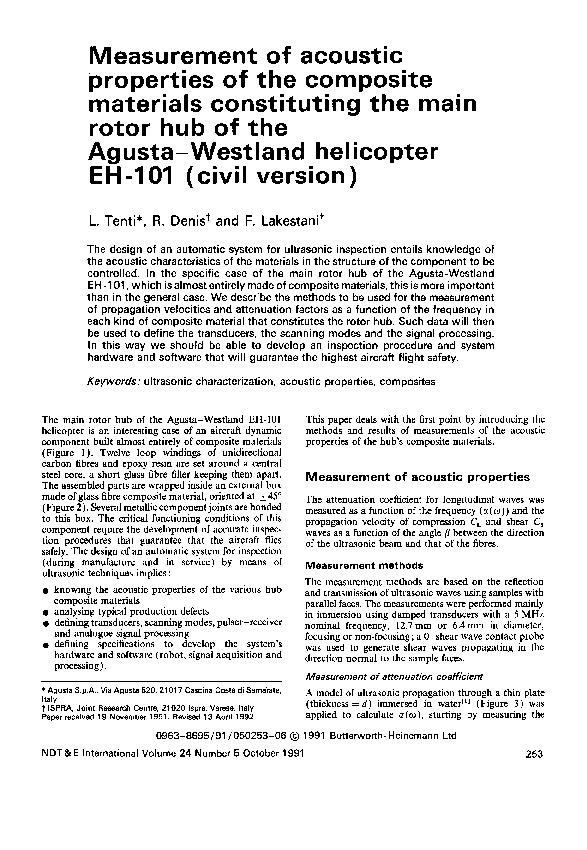 (PDF) Measurement of acoustic properties of the composite materials ...