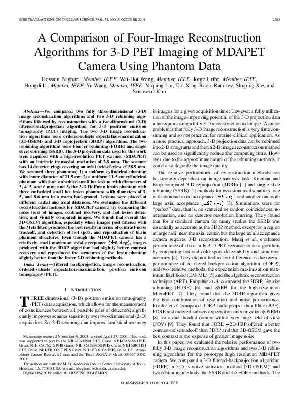 (PDF) A comparison of four-image reconstruction algorithms for 3-D PET ...