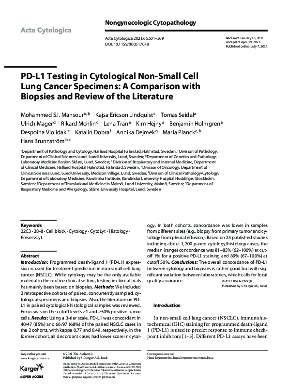 (PDF) PD-L1 Testing in Cytological Non-Small Cell Lung Cancer Specimens ...