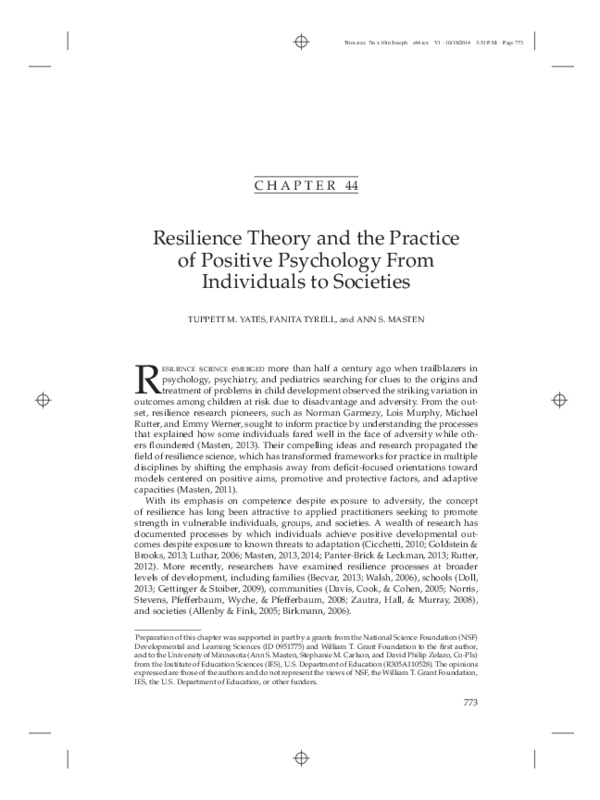 (PDF) Resilience Theory and the Practice of Positive Psychology From ...