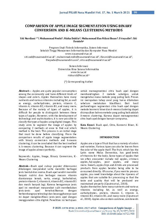 (PDF) Comparison of Apple Image Segmentation Using Binary Conversion ...