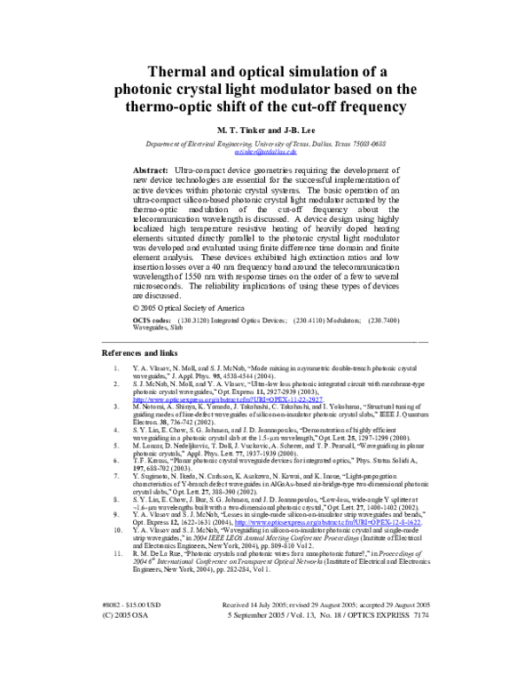 (PDF) Thermal and optical simulation of a photonic crystal light ...