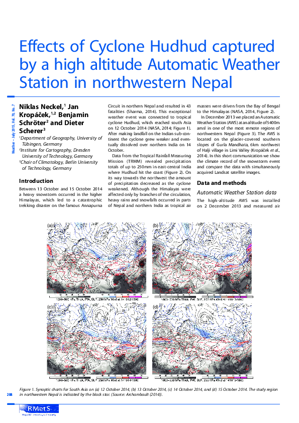 (PDF) Effects of Cyclone Hudhud captured by a high altitude Automatic ...