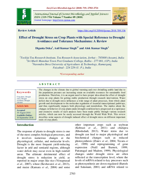 (PDF) Genetics of Drought Stress Tolerance in Crop Plants