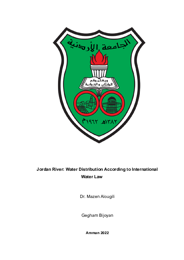 (PDF) Jordan River: Water Distribution According to International Water Law
