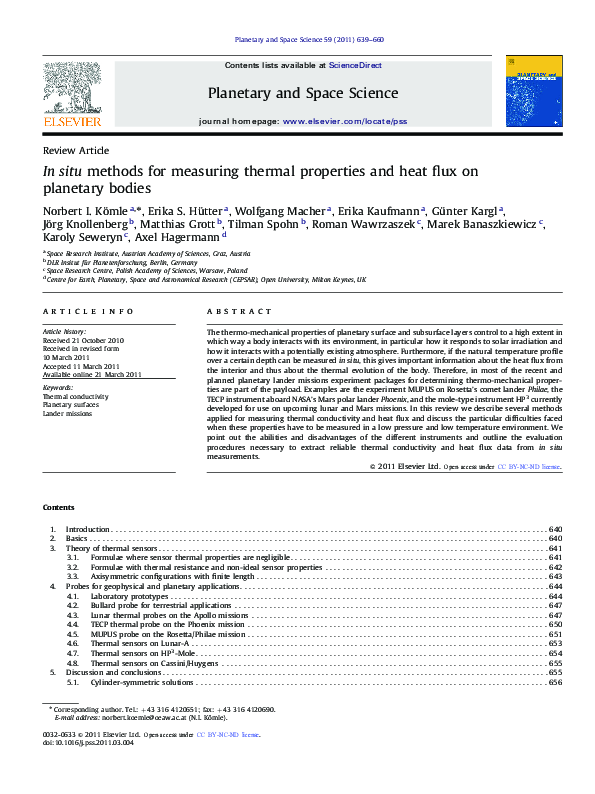 (PDF) In situ methods for measuring thermal properties and heat flux on ...