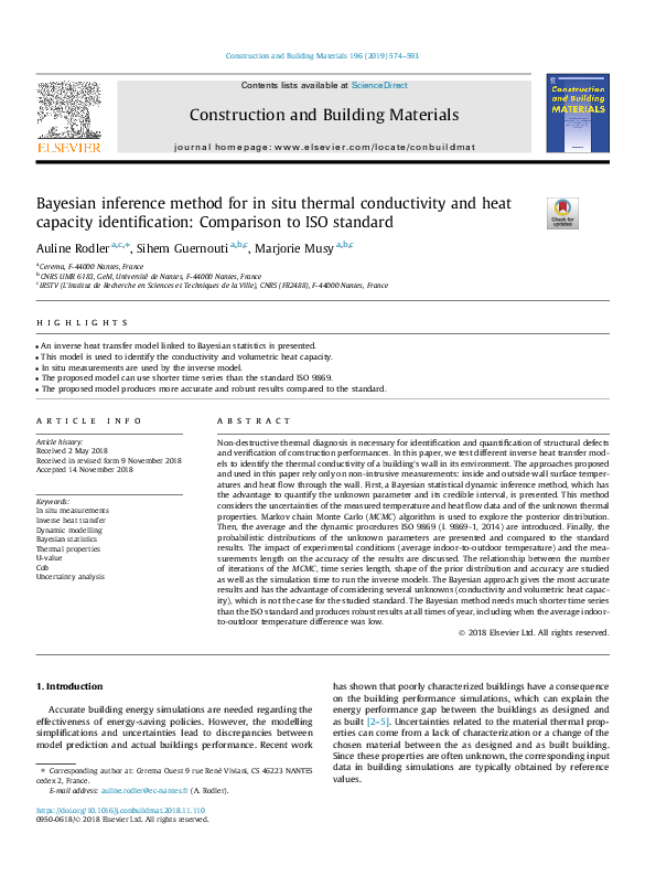 (PDF) Bayesian inference method for in situ thermal conductivity and ...