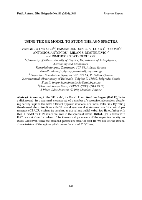 (PDF) Using The GR Model To Study The AGN Spectra