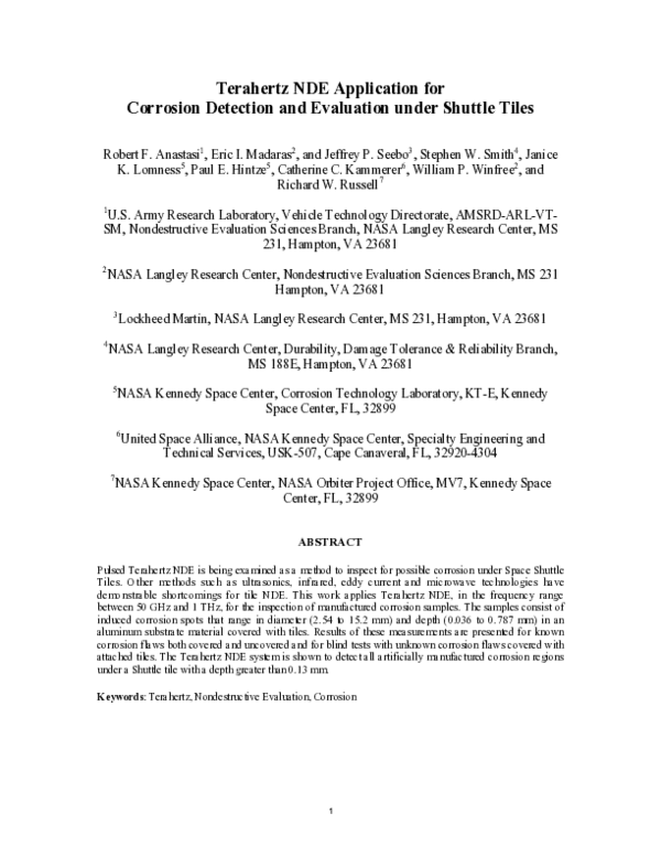 (PDF) Terahertz NDE application for corrosion detection and evaluation ...