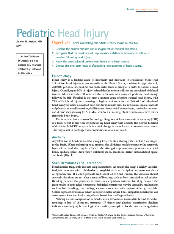 (PDF) Pediatric Head Injury