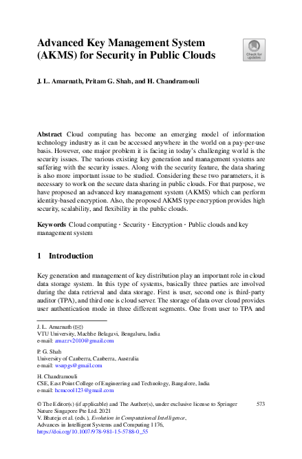 (PDF) Advanced Key Management System (AKMS) for Security in Public Clouds
