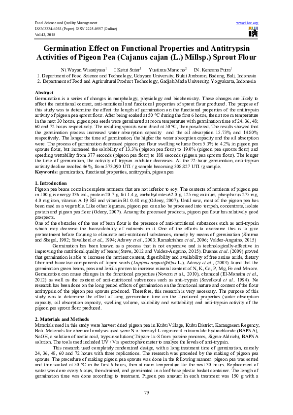 (PDF) Germination Effect on Functional Properties and Antitrypsin ...