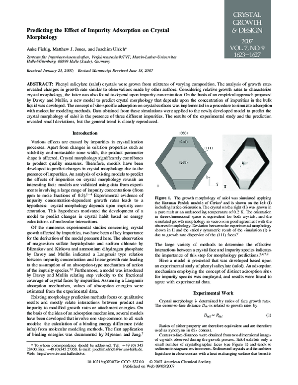 (PDF) Predicting the Effect of Impurity Adsorption on Crystal Morphology