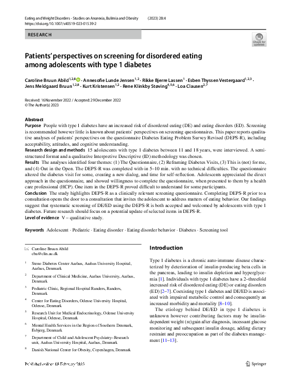 (PDF) Patients’ perspectives on screening for disordered eating among ...