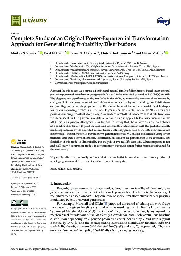 (PDF) Complete Study of an Original Power-Exponential Transformation ...