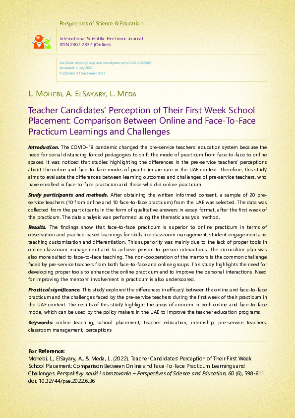(PDF) Teacher Candidates’ Perception of Their First Week School ...