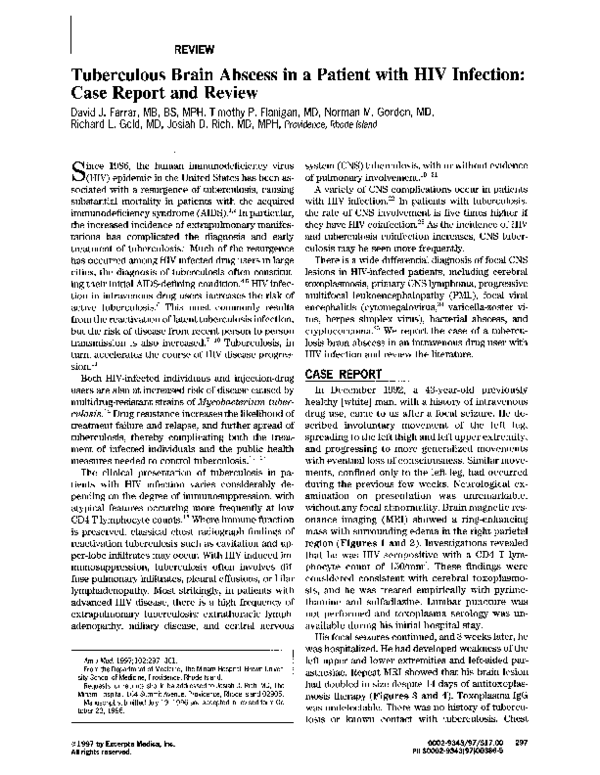 (PDF) Tuberculous brain abscess in a patient with hiv infection: case ...