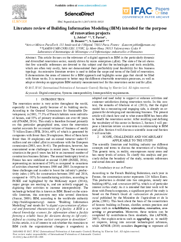 (PDF) Literature review of Building Information Modeling (BIM) intended ...
