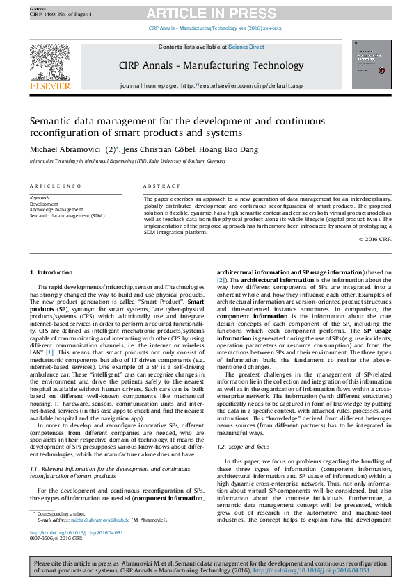 (PDF) Semantic data management for the development and continuous ...