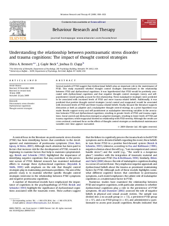 (PDF) Understanding the relationship between posttraumatic stress ...