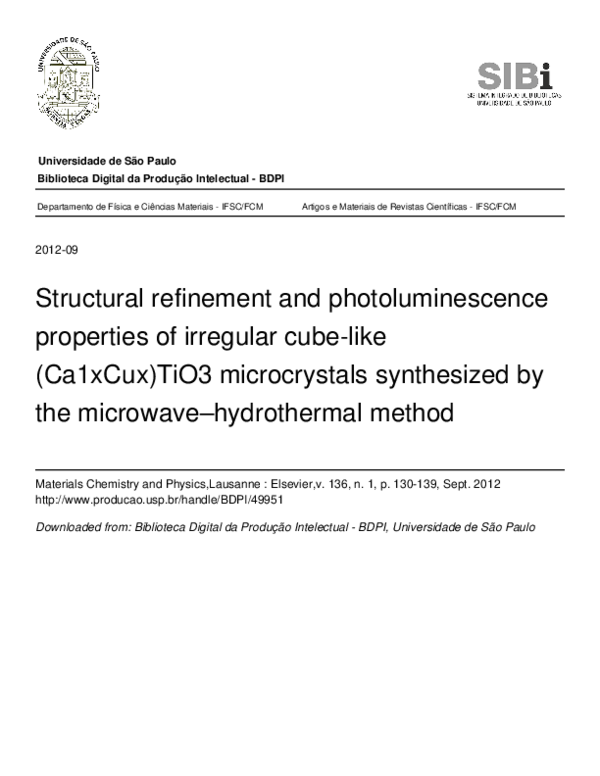 (PDF) Structural refinement and photoluminescence properties of ...