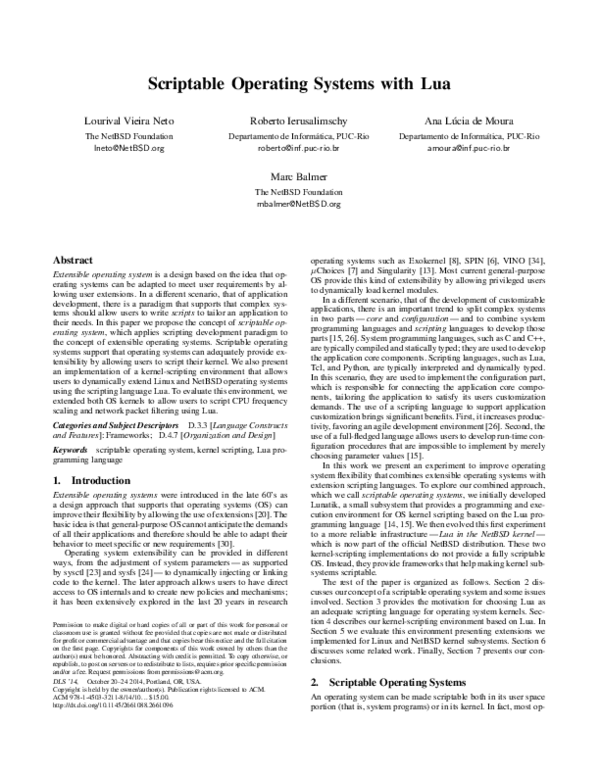 (PDF) Scriptable operating systems with Lua
