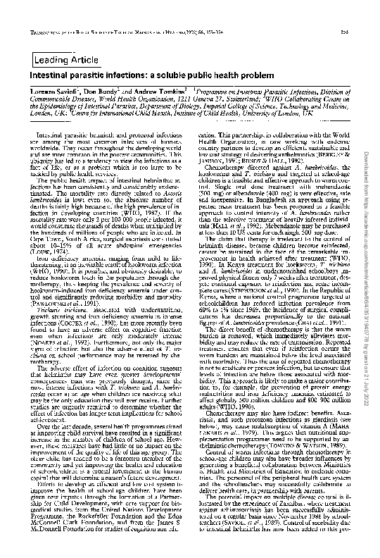 (PDF) Intestinal parasitic infections: a soluble public health problem