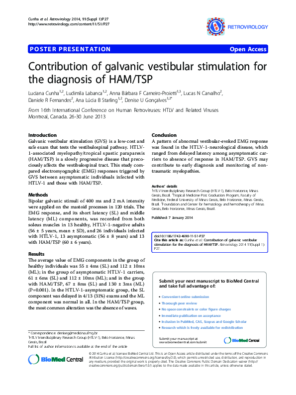 (PDF) Contribution of galvanic vestibular stimulation for the diagnosis ...