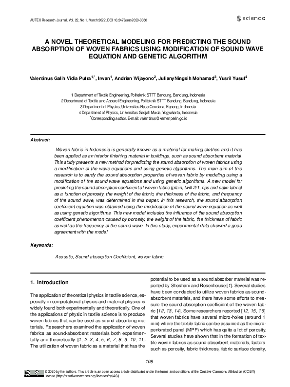 (PDF) A Novel Theoretical Modeling for Predicting the Sound Absorption ...