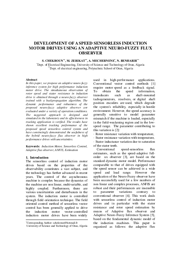 (PDF) Development of a Speed Sensorless Induction Motor Drives Using an ...