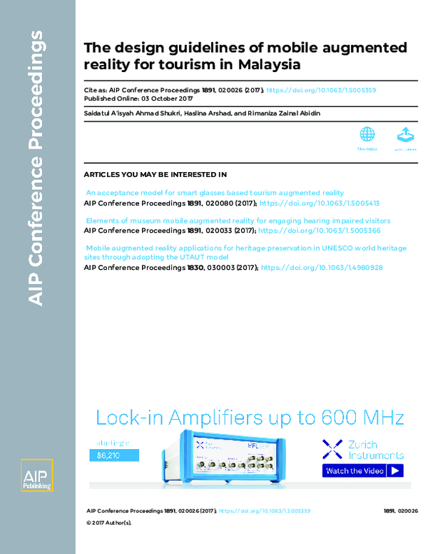 (PDF) The design guidelines of mobile augmented reality for tourism in ...