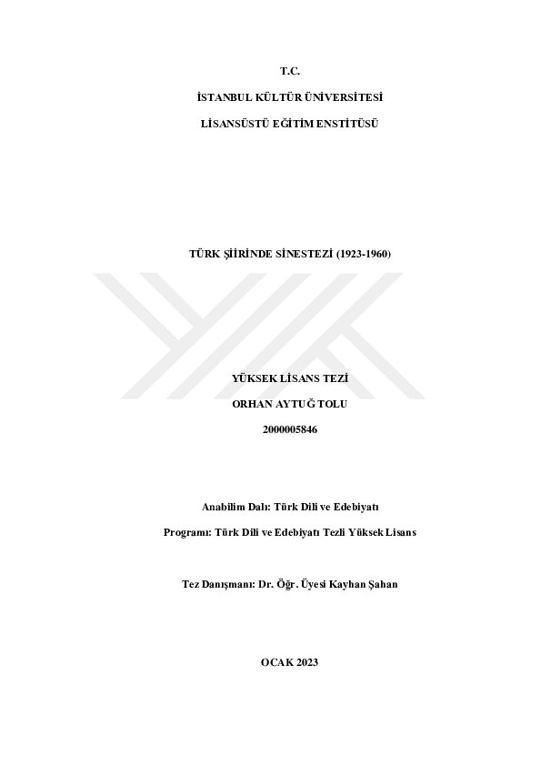 PDF) TÜRK ŞİİRİNDE SİNESTEZİ (1923-1960)