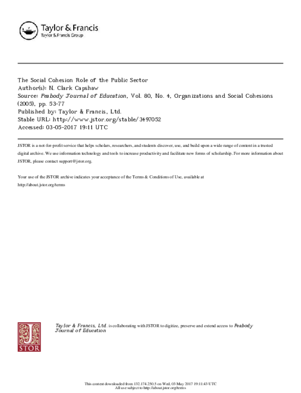 (PDF) Organizations and Social Cohesions || The Social Cohesion Role of ...